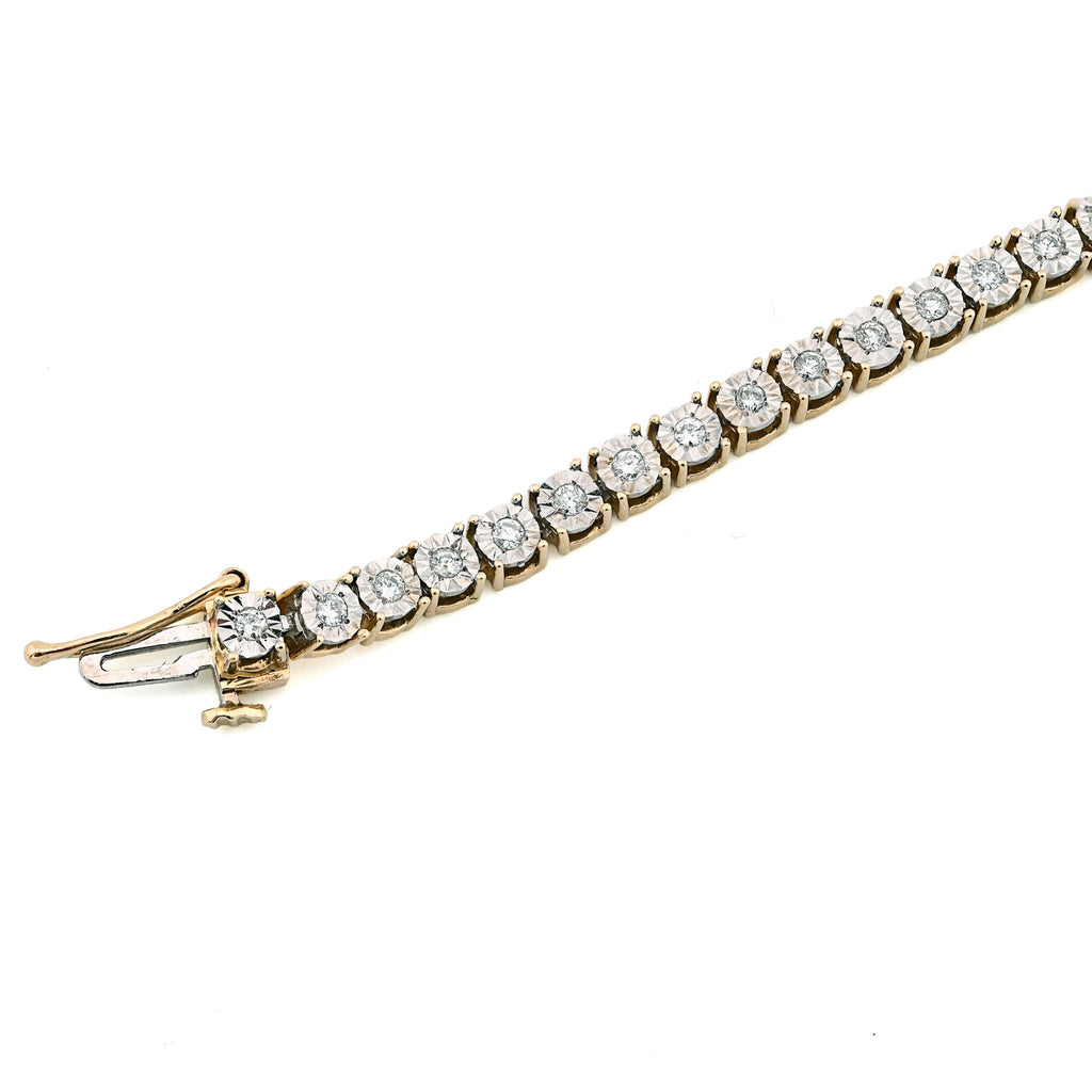 10k Yellow Gold 2CT Natural Diamond 7" Tennis Bracelet Men Women 10.3g