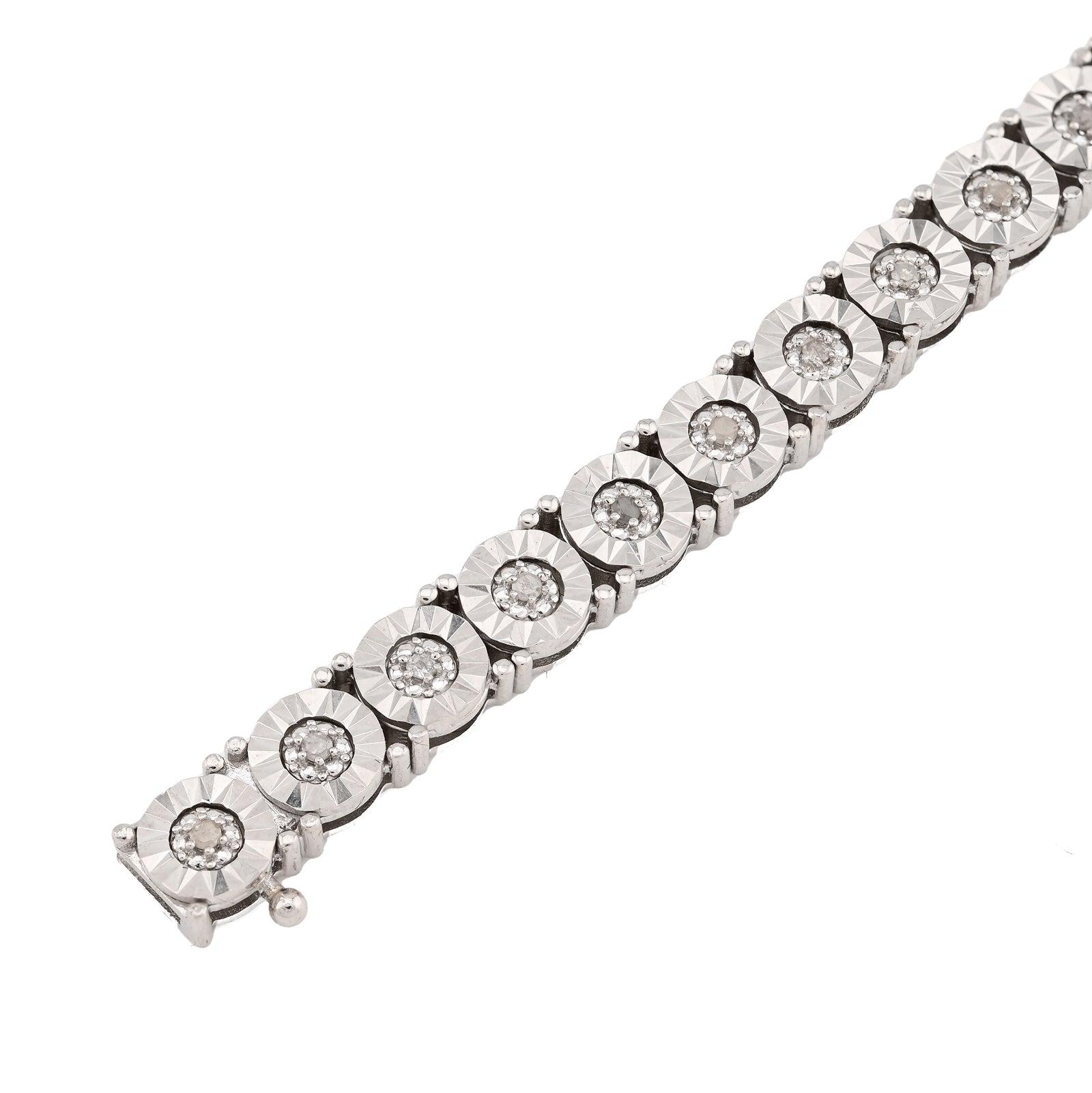 925 Silver 0.8CTW Natural Diamond Tennis Bracelet 5MM 8" Men