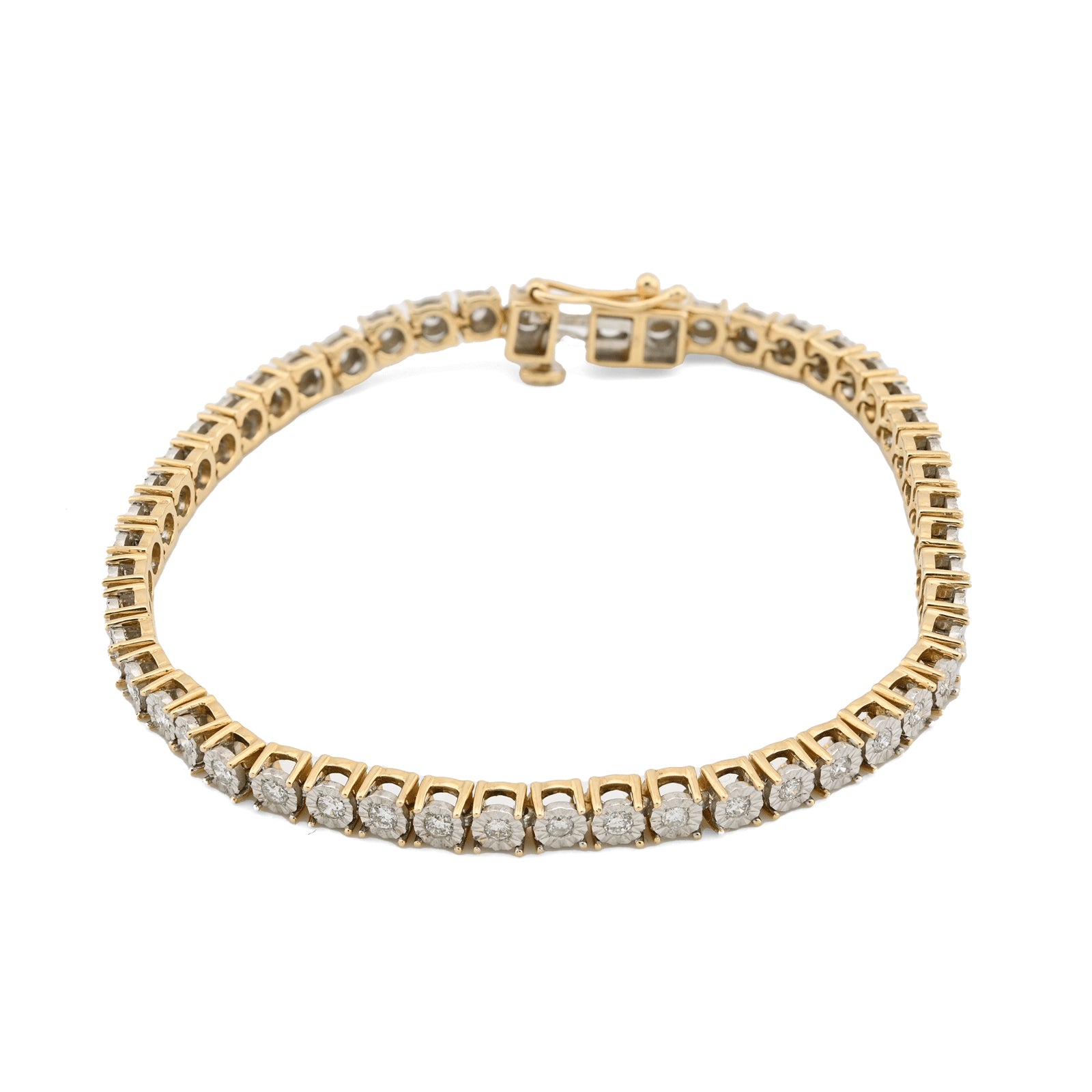 10k Yellow Gold 2CT Natural Diamond 7" Tennis Bracelet Men Women 10.3g