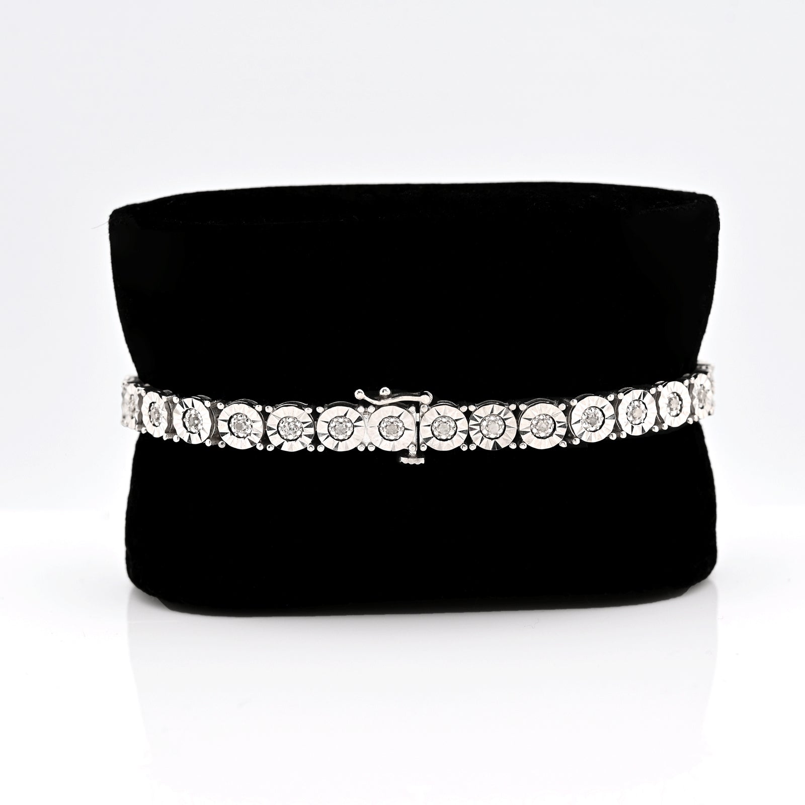 925 Silver 0.8CTW Natural Diamond Tennis Bracelet 5MM 8" Men