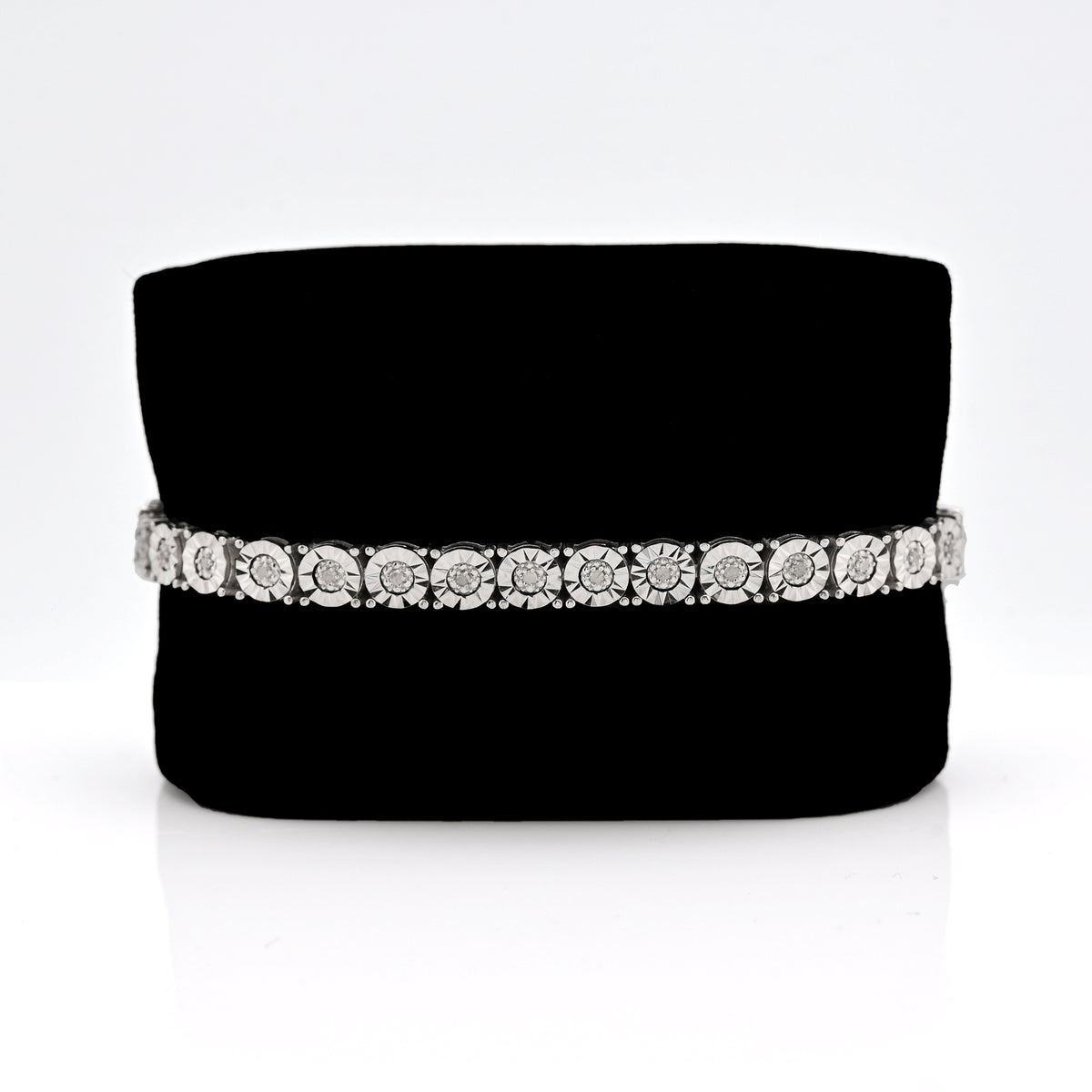 925 Silver 0.8CTW Natural Diamond Tennis Bracelet 5MM 8" Men