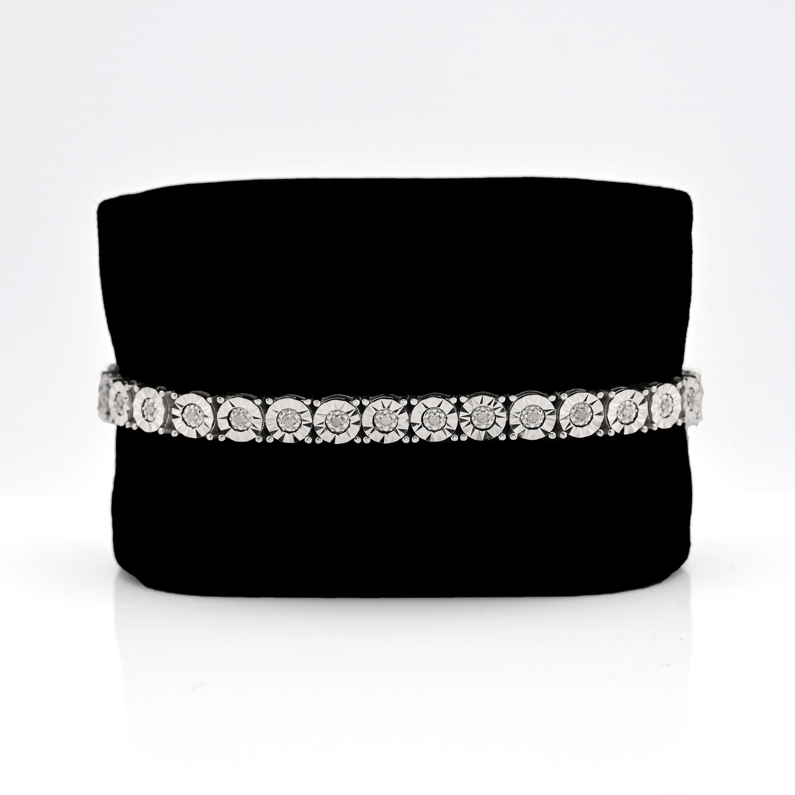 925 Silver 0.8CTW Natural Diamond Tennis Bracelet 5MM 8" Men