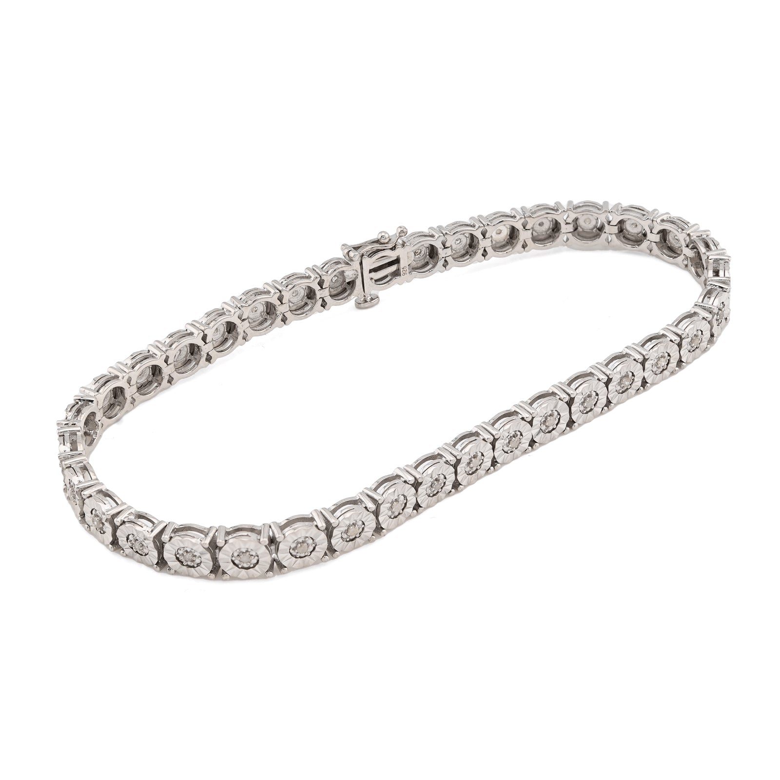 925 Silver 0.8CTW Natural Diamond Tennis Bracelet 5MM 8" Men