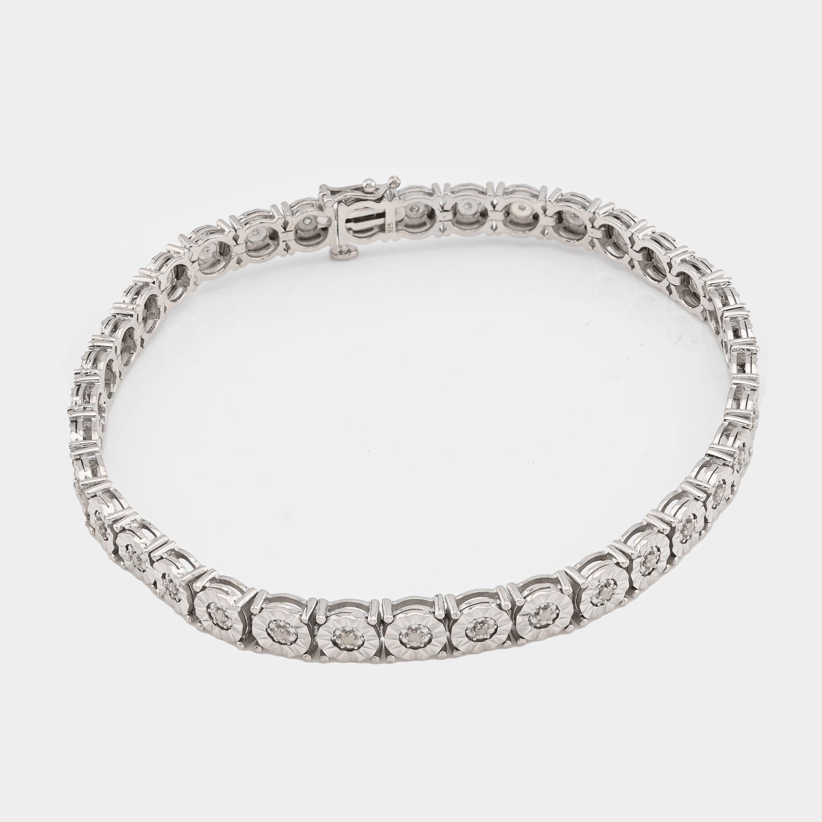925 Silver 0.8CTW Natural Diamond Tennis Bracelet 5MM 8" Men